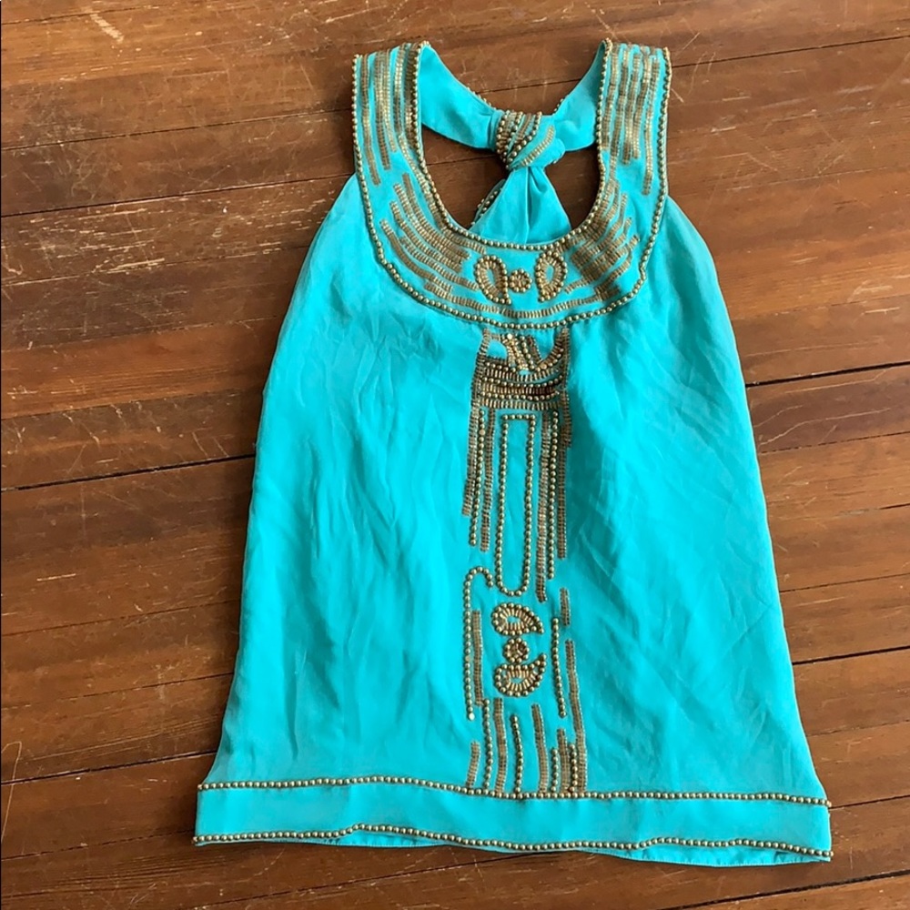 Beaded silk knot back top